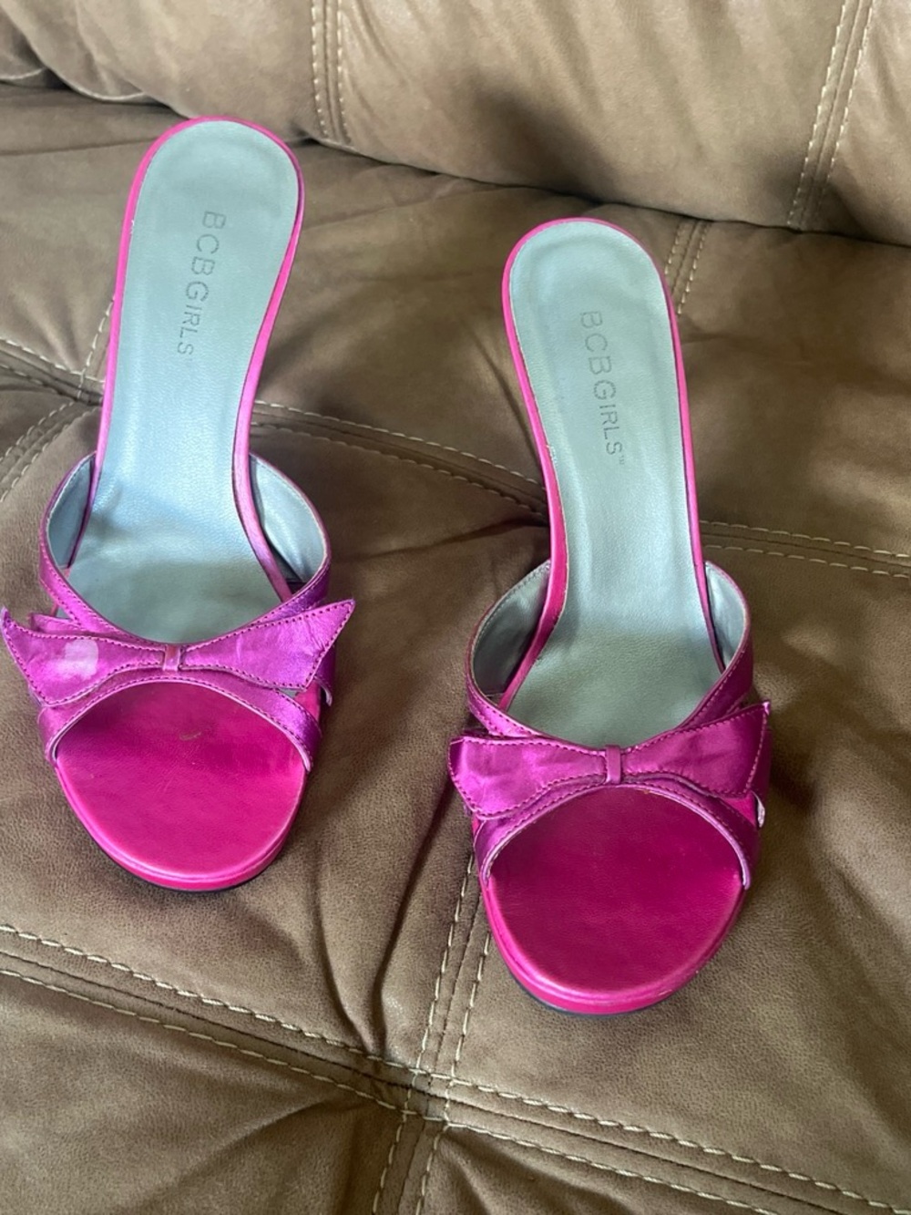 BCBGirls Hot Pink Bow Slide Mules